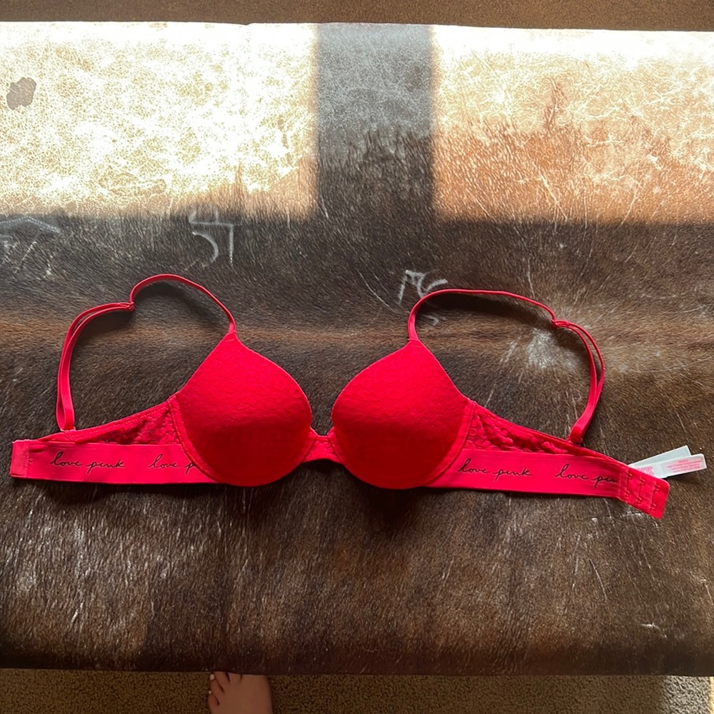 Red lace brand Pink everyday t shirt bra.
